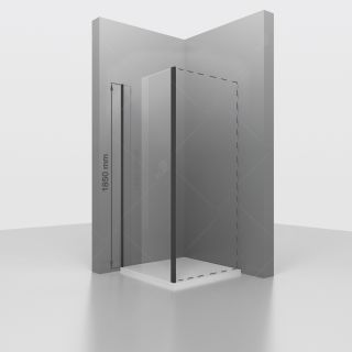 Боковая панель к душевому углу из стекла RGW Z-050-1B 352205106-14 универсальная 60 см профиль чёрный стекло прозрачное