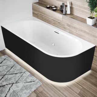 Акриловая ванна Riho Desire Corner Velvet Sparkle System LED Fall B087010220 R 184x84см с аэромассажем и подсветкой заполнение через перелив чёрный матовый/белый матовый Акриловая ванна Riho Desire Corner Velvet Sparkle System LED Fall B087010220 R 184x84см с аэромассажем и подсветкой заполнение через перелив чёрный матовый/белый матовый