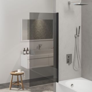 Шторка на ванну Berges River S Black 065017 90 см профиль чёрный стекло тонированное