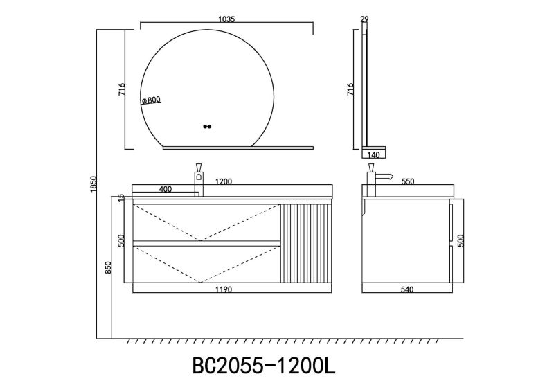 Тумба с раковиной Orans BC-2055-1200L-2GC 2055120L2GC 120 см зелёный