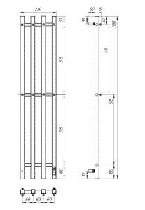 Полотенцесушитель электрический Point Гермес PN13832W П3 18x120см диммер справа белый