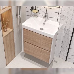 Тумба под раковину подвесная Velvex Gesso tp.GES.9696.60.2Y белый матовый/дуб сонома, 60 см
