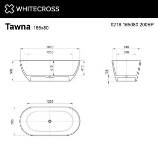 Ванна из искусственного камня Whitecross Tawna 0218.165080.200BP 165x80 без перелива