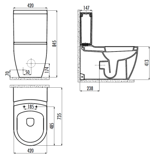Чаша напольного унитаза Creavit Grande GR360-11CB00E-0000