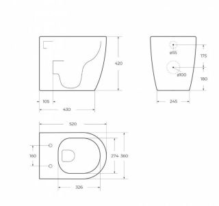 Унитаз приставной BelBagno Марина BB105CBR/BB870SC безободковый с микролифтом белый