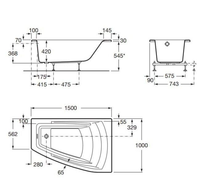 Акриловая ванна Roca Hall Angular 150х100 ZRU9302865 R Акриловая ванна Roca Hall Angular 150х100 ZRU9302865 R