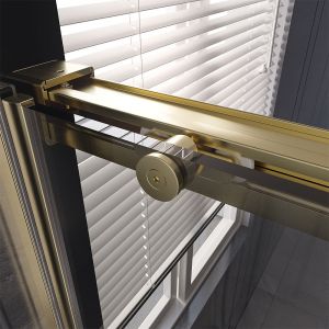 Душевая дверь Veconi Premium Trento PTD-40G, 1500х2000, брашированное золото, стекло прозрачное