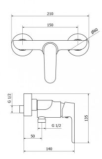 Смеситель для душа однорычажный, хром Cezares ROMANA-DM-01
