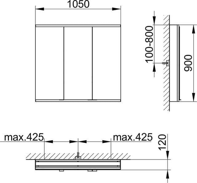 Зеркальный шкаф Keuco Royal Modular 800301001000000 серебристое 105 см