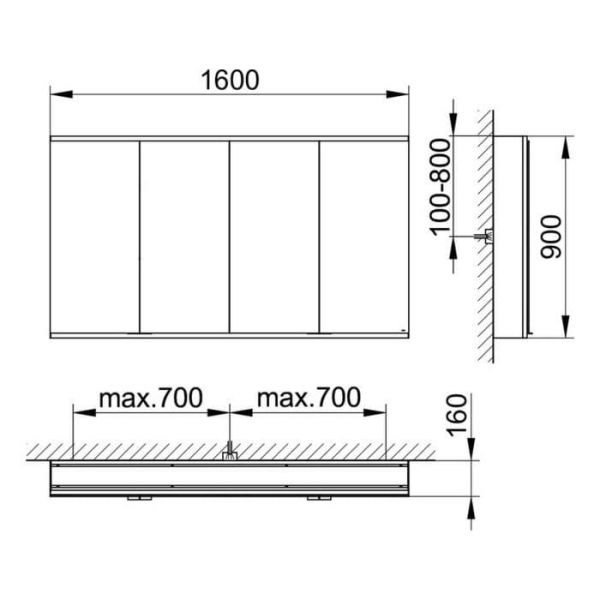 Зеркальный шкаф Keuco Royal Modular 800411161100500 серебристое 160 см