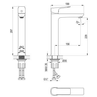 Смеситель для раковины Rossinka RS27-14BL чёрный