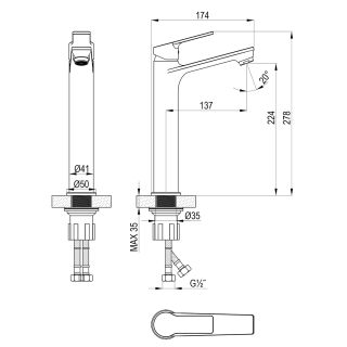 Смеситель для раковины Rossinka RS29-14 хром