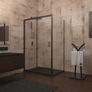 Душевой уголок Veconi Rovigo RV-046B, 1250х1000х1950, черный, стекло прозрачное