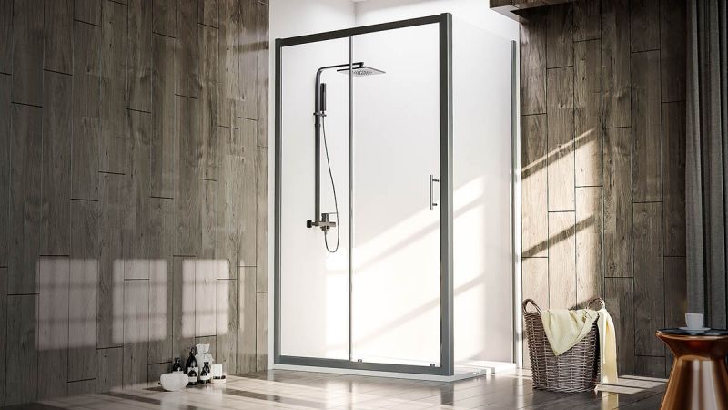 Душевой уголок Veconi Rovigo RV-072B, 1400х700х1900 черный, стекло прозрачное