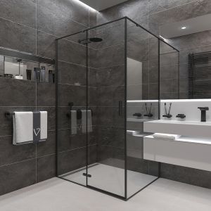 Душевой уголок Veconi Rovigo RV-073B, 800х1000х1950, черный, прозрачное стекло