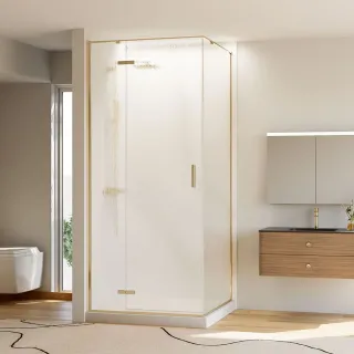Душевой уголок Veconi Rovigo RV-073RG/L, 1000х900х1950, золото брашинг, стекло дождь Душевой уголок Veconi Rovigo RV-073RG/L, 1000х900х1950, золото брашинг, стекло дождь