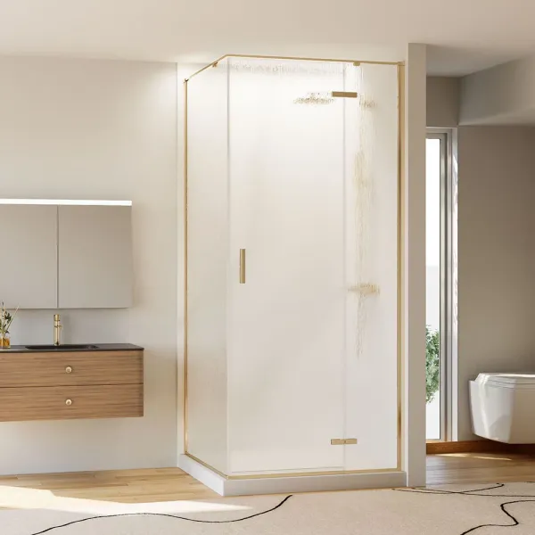Душевой уголок Veconi Rovigo RV-073RG/R, 1000х800х1950, золото брашинг, стекло дождь Душевой уголок Veconi Rovigo RV-073RG/R, 1000х800х1950, золото брашинг, стекло дождь