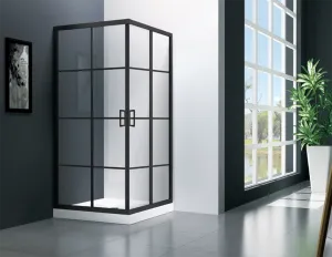 Душевой уголок Veconi Rovigo RV-09,900x900x1950, черный, стекло прозрачное