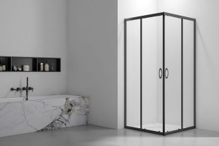 Душевой уголок Veconi Rovigo RV-101B, 900x800x1900, черный, стекло прозрачное Душевой уголок Veconi Rovigo RV-101B, 900x800x1900, черный, стекло прозрачное
