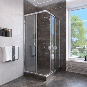 Душевой уголок Veconi Rovigo RV-113, 800x800x1850, хром, стекло прозрачное