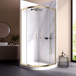 Душевой уголок Veconi Rovigo RV-202G, 900x900x1900, брашированное золото прозрачное стекло Душевой уголок Veconi Rovigo RV-202G, 900x900x1900, брашированное золото прозрачное стекло