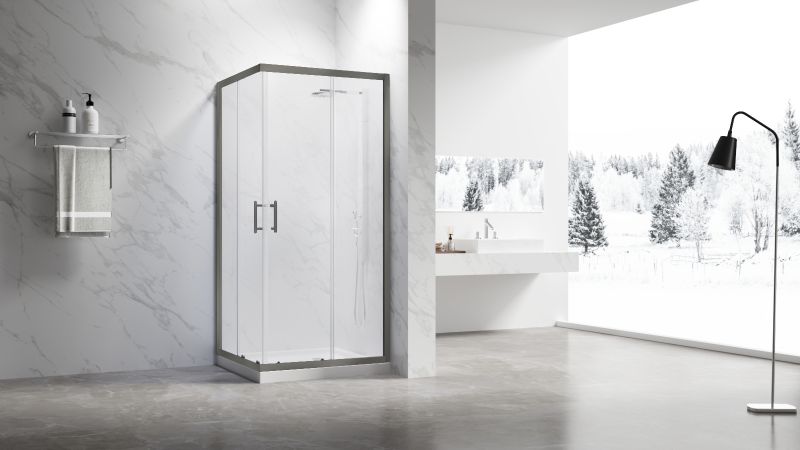 Душевой уголок Veconi Rovigo RV-27GM, 800x800x1900, оружейная сталь, прозрачное стекло