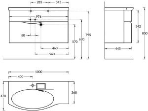 Тумба под раковину Kerama Marazzi Riva RV.100Lh\WHT.M левая 100 см белый матовый
