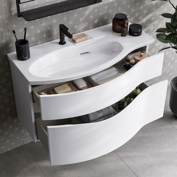 Тумба под раковину Kerama Marazzi Riva RV.100Lh\WHT.M левая 100 см белый матовый