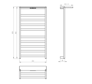 Полотенцесушитель электрический Wonzon & Woghand Frankfurt WW-A1029-MB 90x47 см чёрный матовый