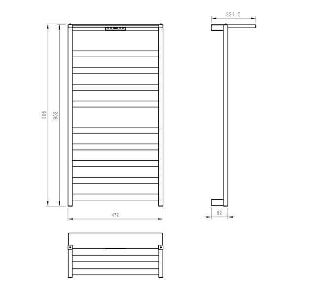 Полотенцесушитель электрический Wonzon & Woghand Frankfurt WW-1029-MB 48x90 см чёрный матовый