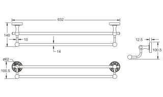 Полотенцедержатель Rose RG1027Q 63см бронза Полотенцедержатель Rose RG1027Q 63см бронза