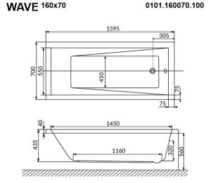 Гидромассажная ванна Whitecross Wave 0101.160070.100.RELAX.BR 160x70см Relax бронза