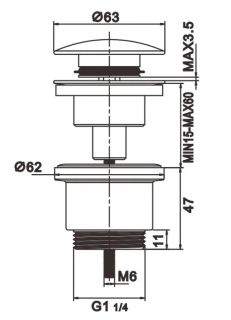 Донный клапан Rose RS31 хром Донный клапан Rose RS31 хром
