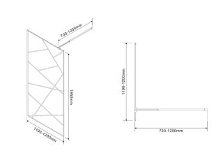 Душевая перегородка Azario Walk-in AZ-271-120-CH-CGP 120 см профиль хром стекло с узором