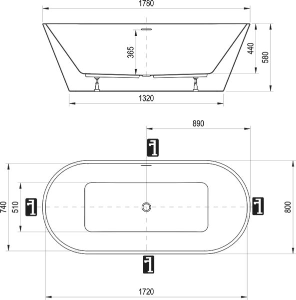 Акриловая ванна Ravak Solo XC00100025 178x80