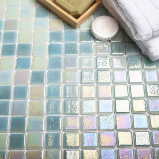 Стеклянная мозаика VIDREPUR Shell С0002471 1236471 Shell Mix Green 553/554 (на сетке)