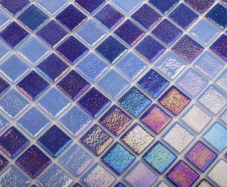Стеклянная мозаика VIDREPUR Shell С0002472 1236472 Mix Deep Blue 552/555 (на сетке)
