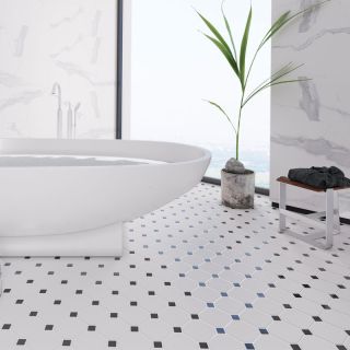 Керамическая мозаика  Starmosaic HOMEWORK С0002902 1236085 Hexagon Octagon big White/Black Matt CLA006 300х300х6