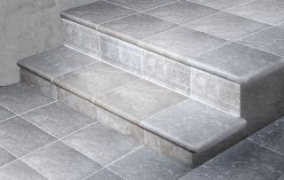 Керамогранит Exagres Ступень угловая С0005473 1237173 Cartabon Stone Gris 33x33 антискользящая