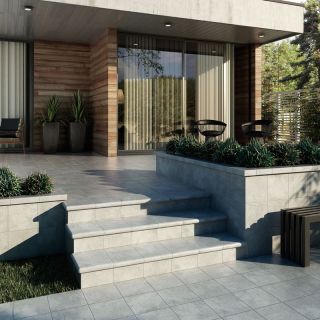 Керамогранит Exagres Ступень фронтальная С0006153 1237742 Peldano Boston Grey 33x33 антискользящая grip