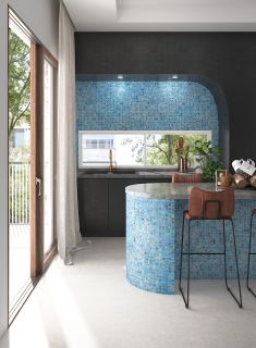 Стеклянная мозаика VIDREPUR Oasis С0006238 1237820  Oasis Blue №7102 (на сетке) 25x25