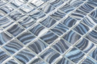 Стеклянная мозаика VIDREPUR С0006241 1237823 Glitter Blue №7800 (на сетке) 25x25