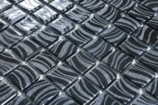 Стеклянная мозаика VIDREPUR С0006243 1237825 Glitter  Black №7803 (на сетке) 25x25