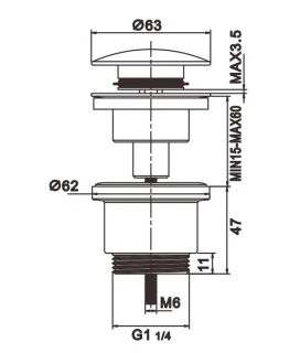 Донный клапан Rose RS31H чёрный Донный клапан Rose RS31H чёрный