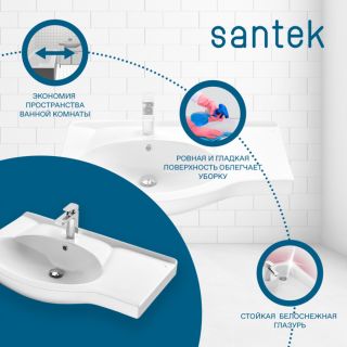 Мебельная раковина Santek Коралл 1WH110228 крыло справа 83 см белый