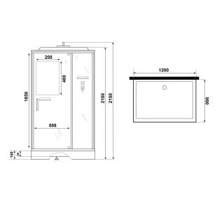 Душевая кабина Niagara Standart ST120/90/15Q/BL 120x90 см профиль чёрный стекло прозрачное