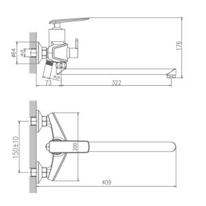 Смеситель для ванны Haiba HB22548-7 чёрный
