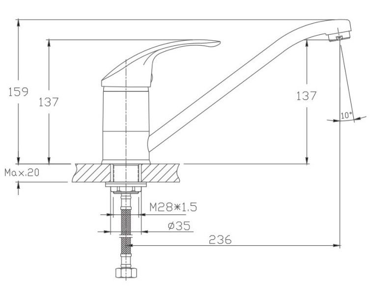 Смеситель для кухни Haiba HB4921-8 серый