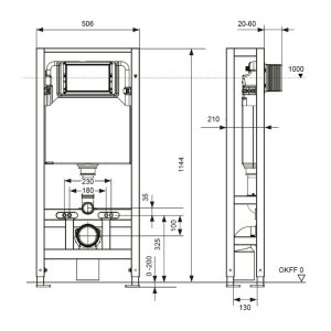 Застенный модуль TECEspring S500393 с двойной рамой 114 см