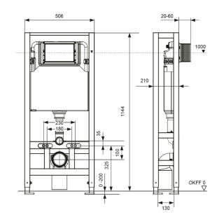 Застенный модуль TECEspring S500393 с двойной рамой 114 см Застенный модуль TECEspring S500393 с двойной рамой 114 см